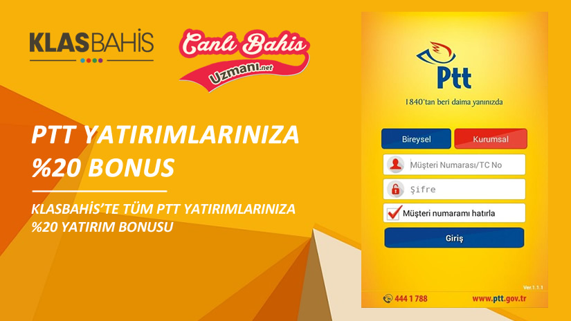 Klasbahis PTT Bonusu