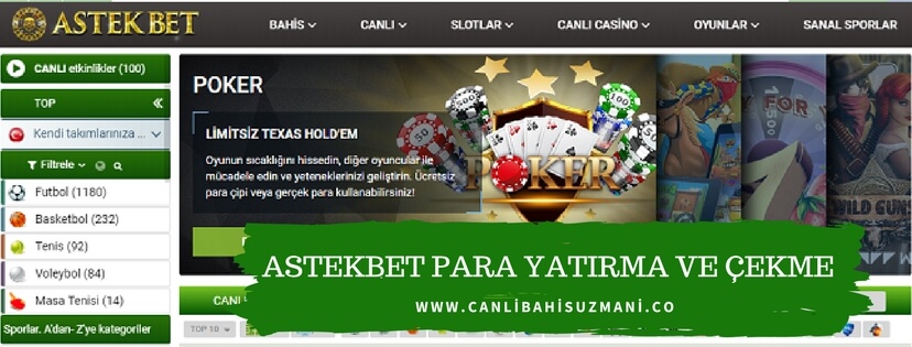 Astekbet Para Yatırma ve Çekme İşlemleri