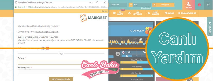 Mariobet Canlı Yardım