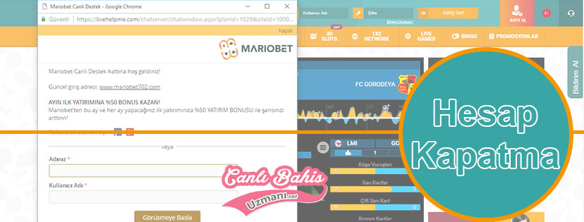 Mariobet Hesap Kapatma