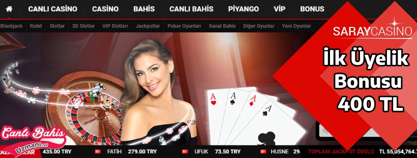 Saraycasino İlk Üyelik Bonusu 400 TL 