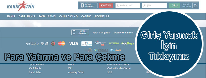 Bahiswin Para Yatırma ve Para Çekme