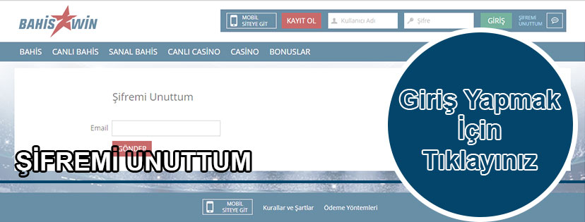Bahiswin Şifremi Unuttum